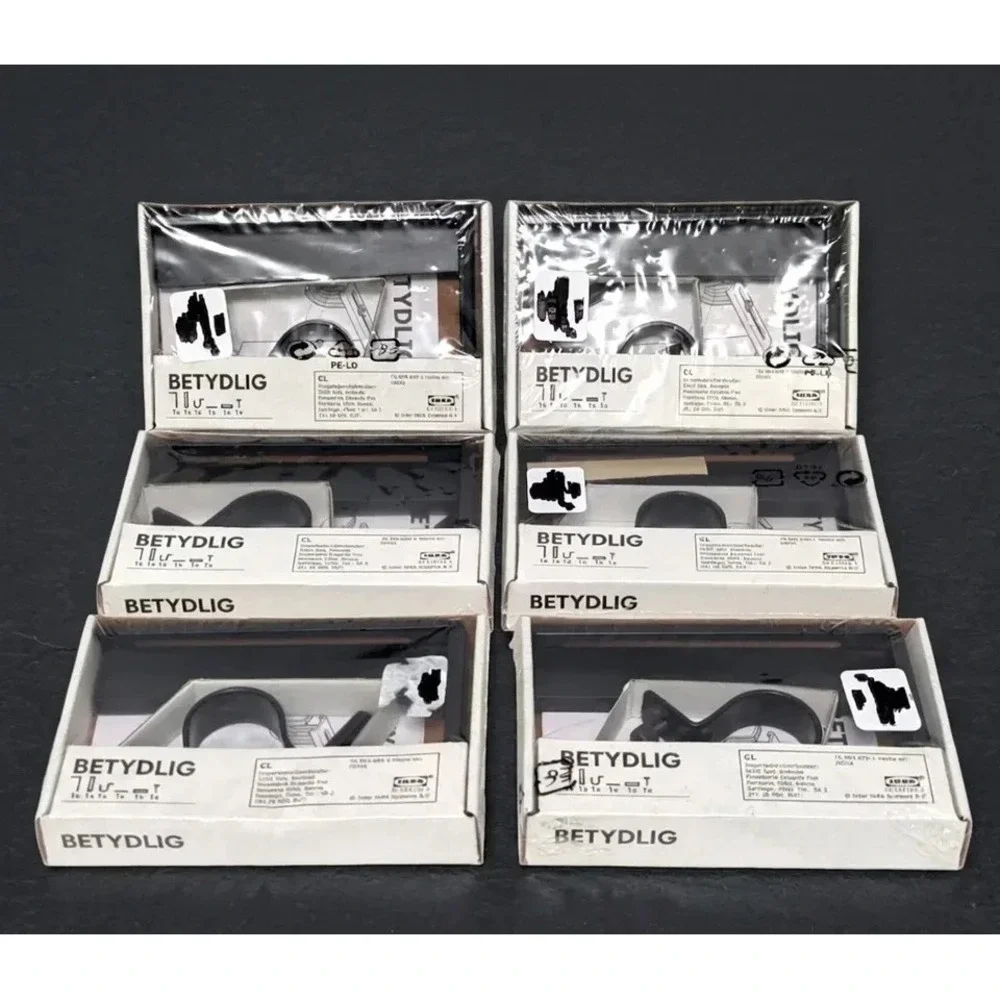 Lot of 6 Ikea Betydlig Black Wall, Ceiling, Curtain Rod Bracket 602.172.28
